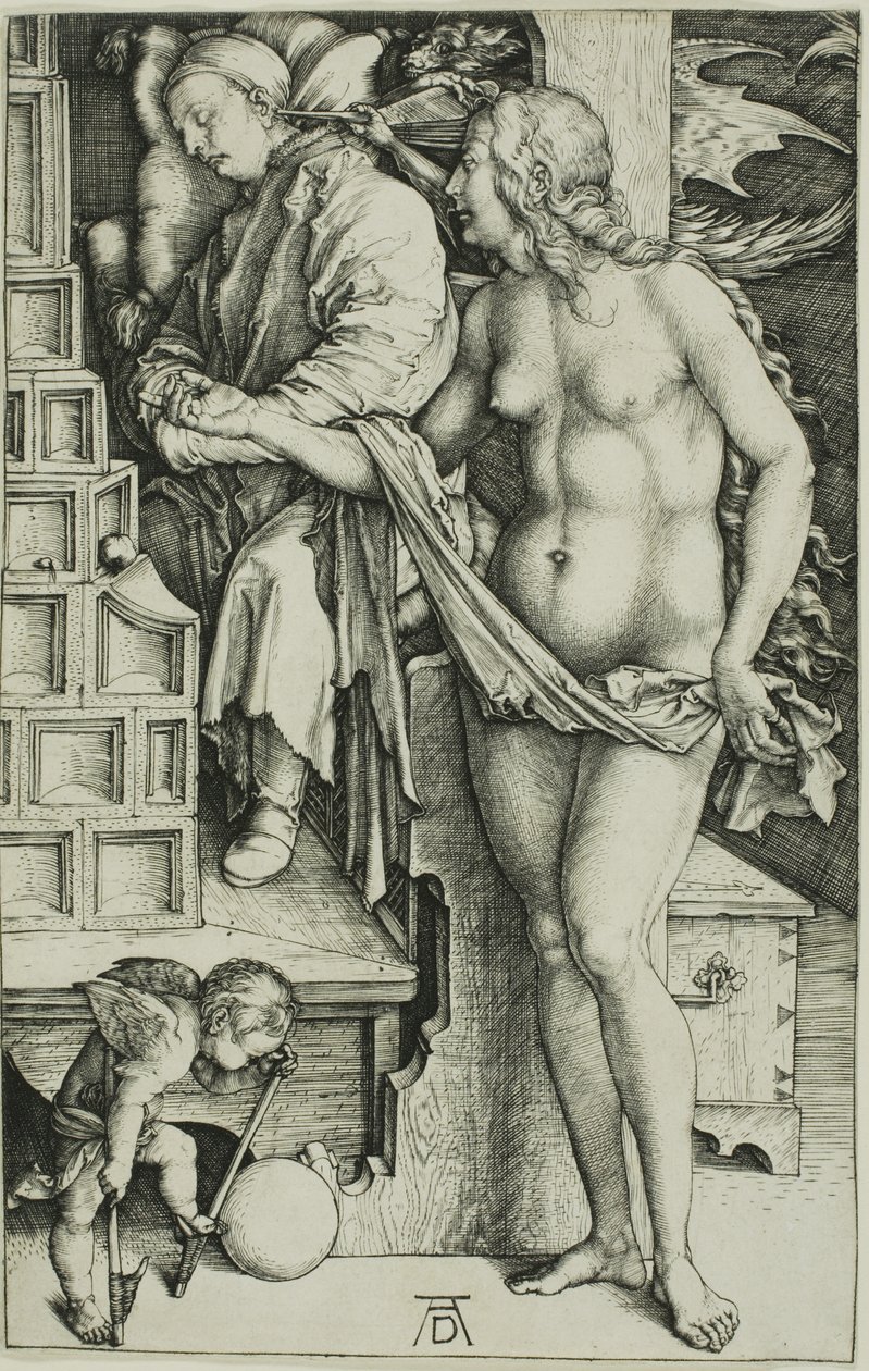 A tétlenkedő kísértése (Az orvos álma) alkotó: Albrecht Dürer