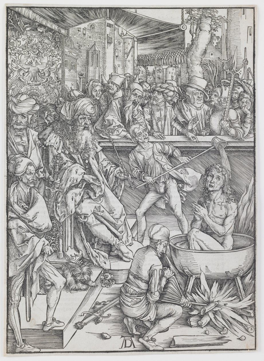 Szent János evangélista megkínzása, az „Apokalipszis” sorozatból alkotó: Albrecht Dürer