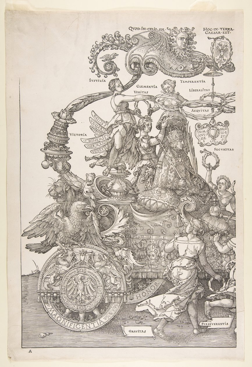 Maximilian I. diadalszekere The Great Tri..., valószínűleg kb. 1518, megjelent 1522. alkotó: Albrecht Dürer