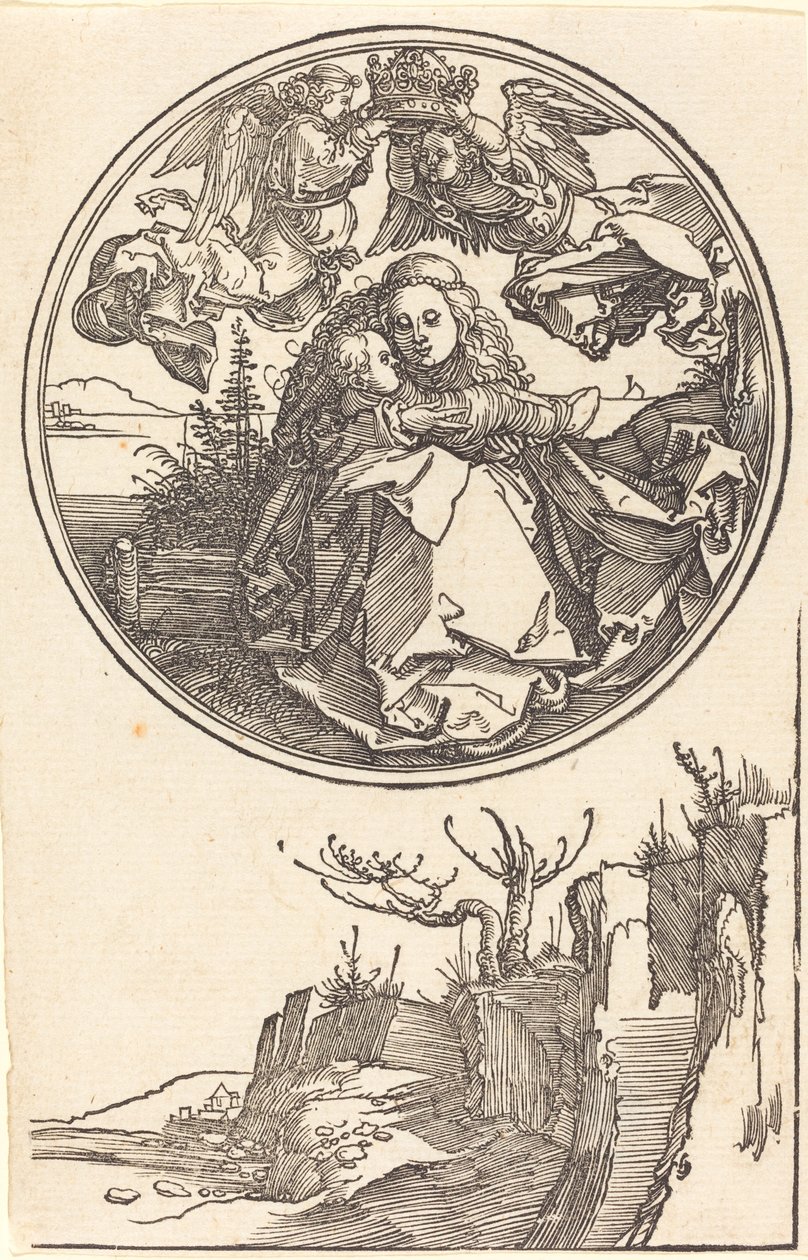 A két angyal által megkoronázott Szűz egy táj fölött, 1515-ben vagy előtte. alkotó: Albrecht Dürer
