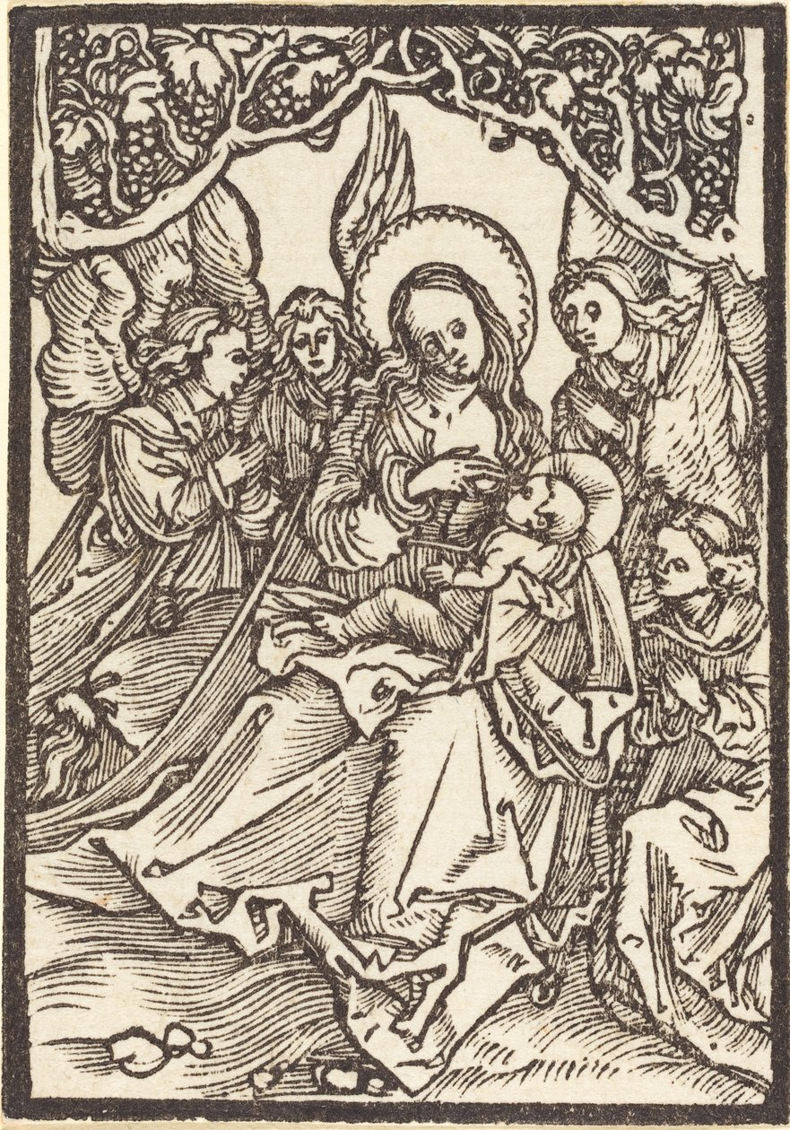 A Szűz, aki négy angyallal ápolja a Krisztus-gyermeket alkotó: Albrecht Dürer