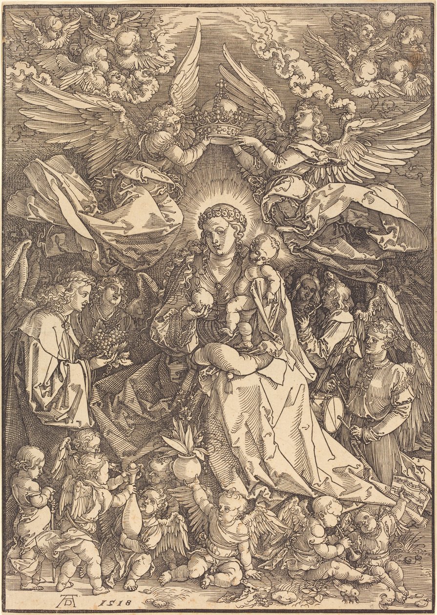 A sok angyaltól körülvett Szűzanya alkotó: Albrecht Dürer