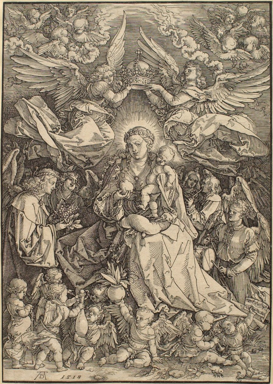 A sok angyaltól körülvett Szűzanya alkotó: Albrecht Dürer