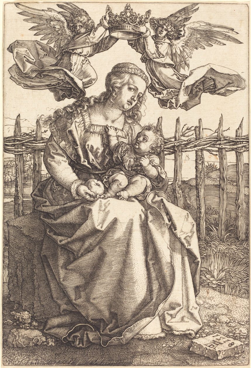 Két angyal által megkoronázott Szűz és Gyermek alkotó: Albrecht Dürer