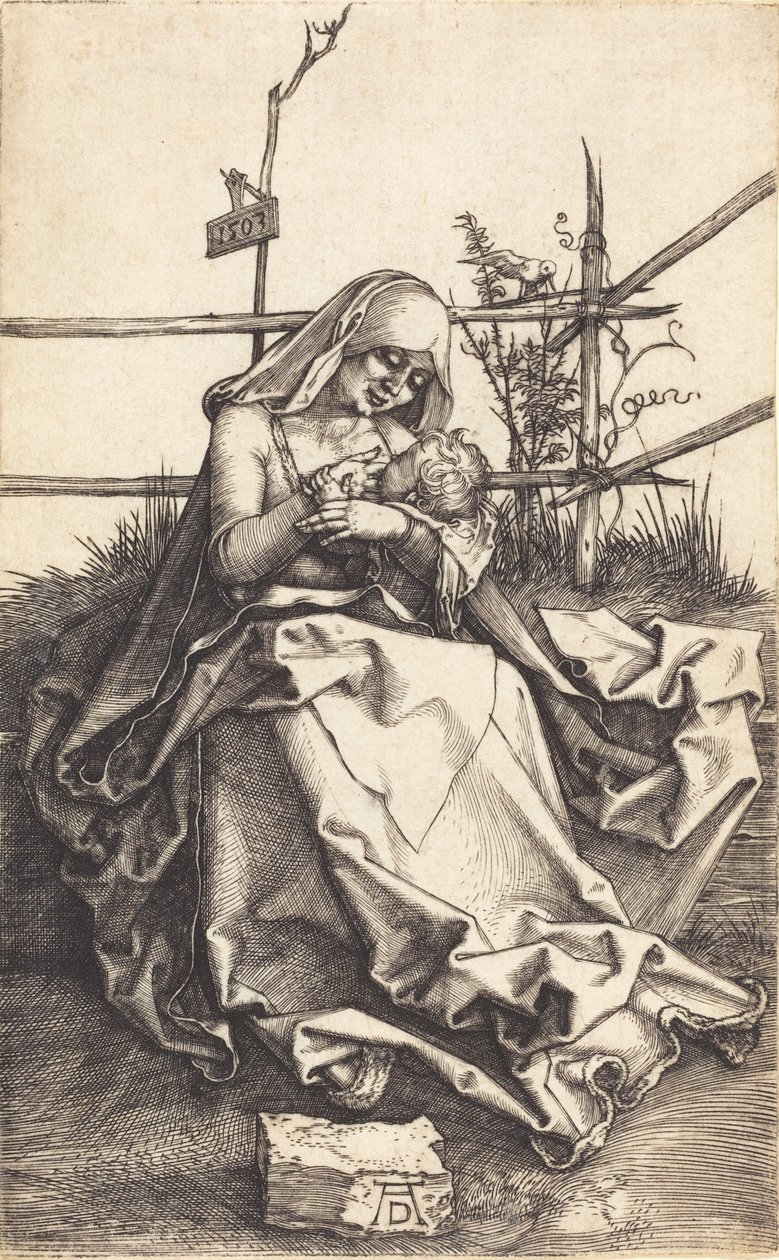 Szűz és gyermek egy füves padon, 1503. alkotó: Albrecht Dürer