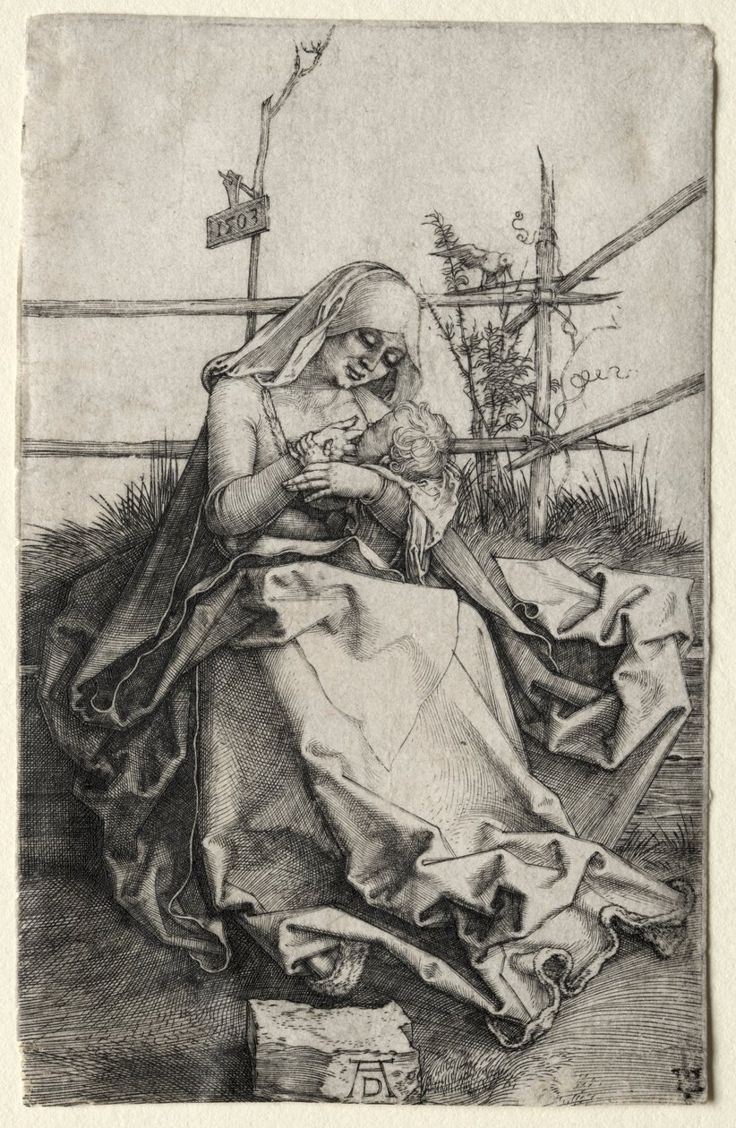 A Szűz és a Gyermek egy füves padon, 1503. alkotó: Albrecht Dürer