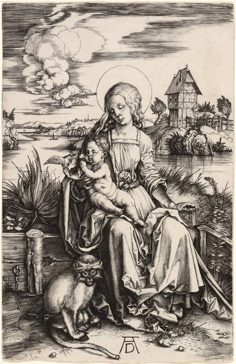 A Szűz és a Gyermek a majommal alkotó: Albrecht Dürer