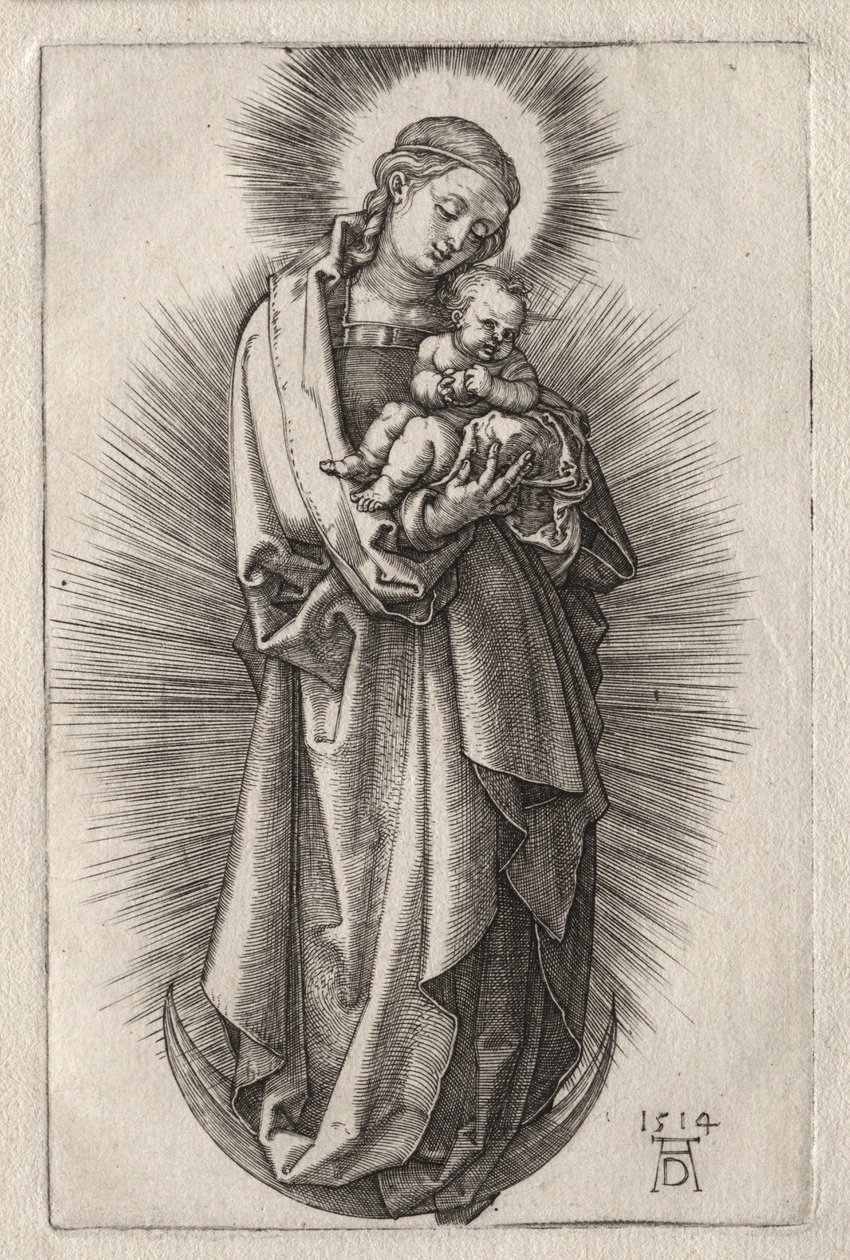 Hajpántos szűz a félholdon, 1508. alkotó: Albrecht Dürer