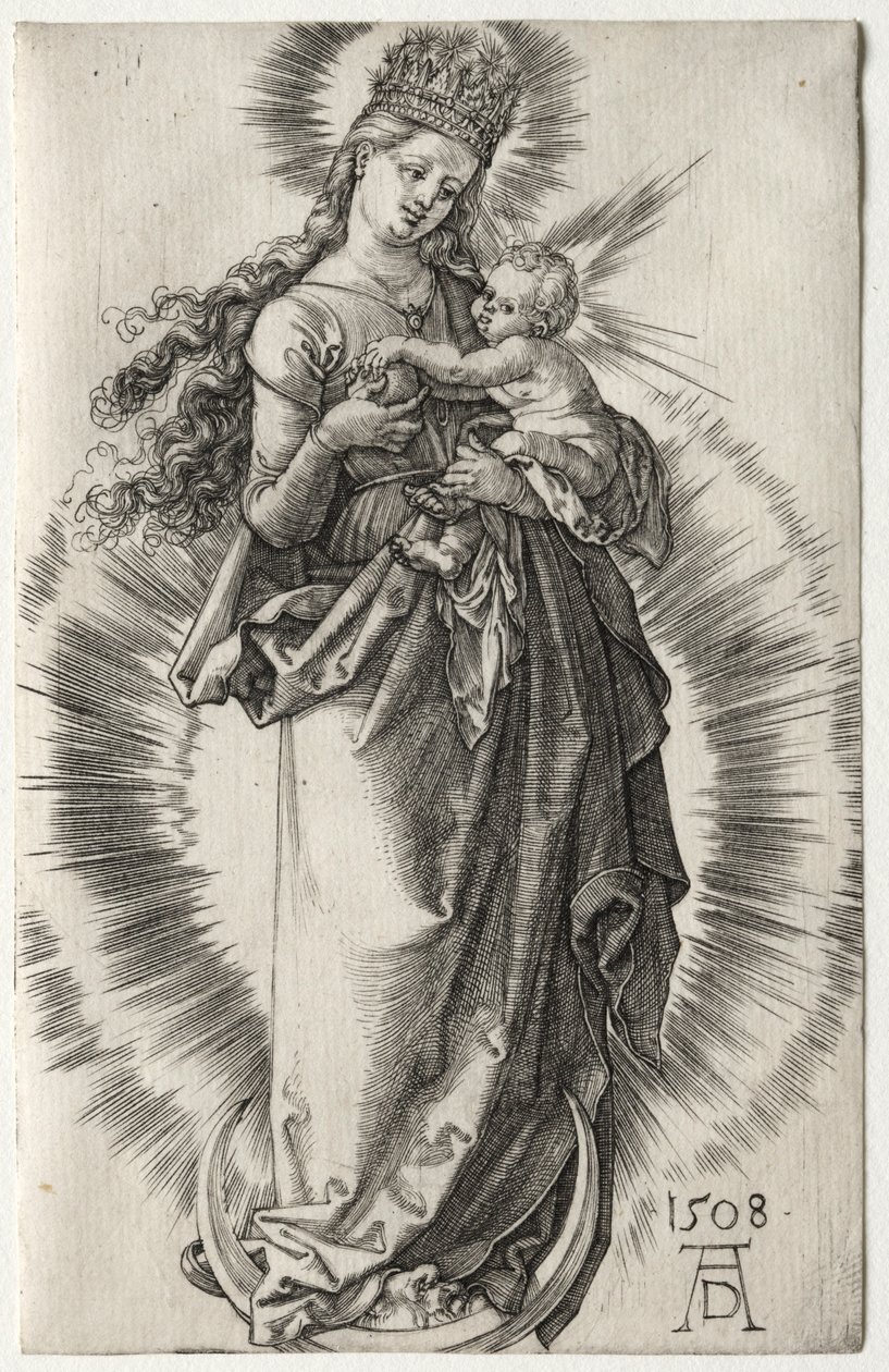 Szűz csillagos koronával, 1508. alkotó: Albrecht Dürer