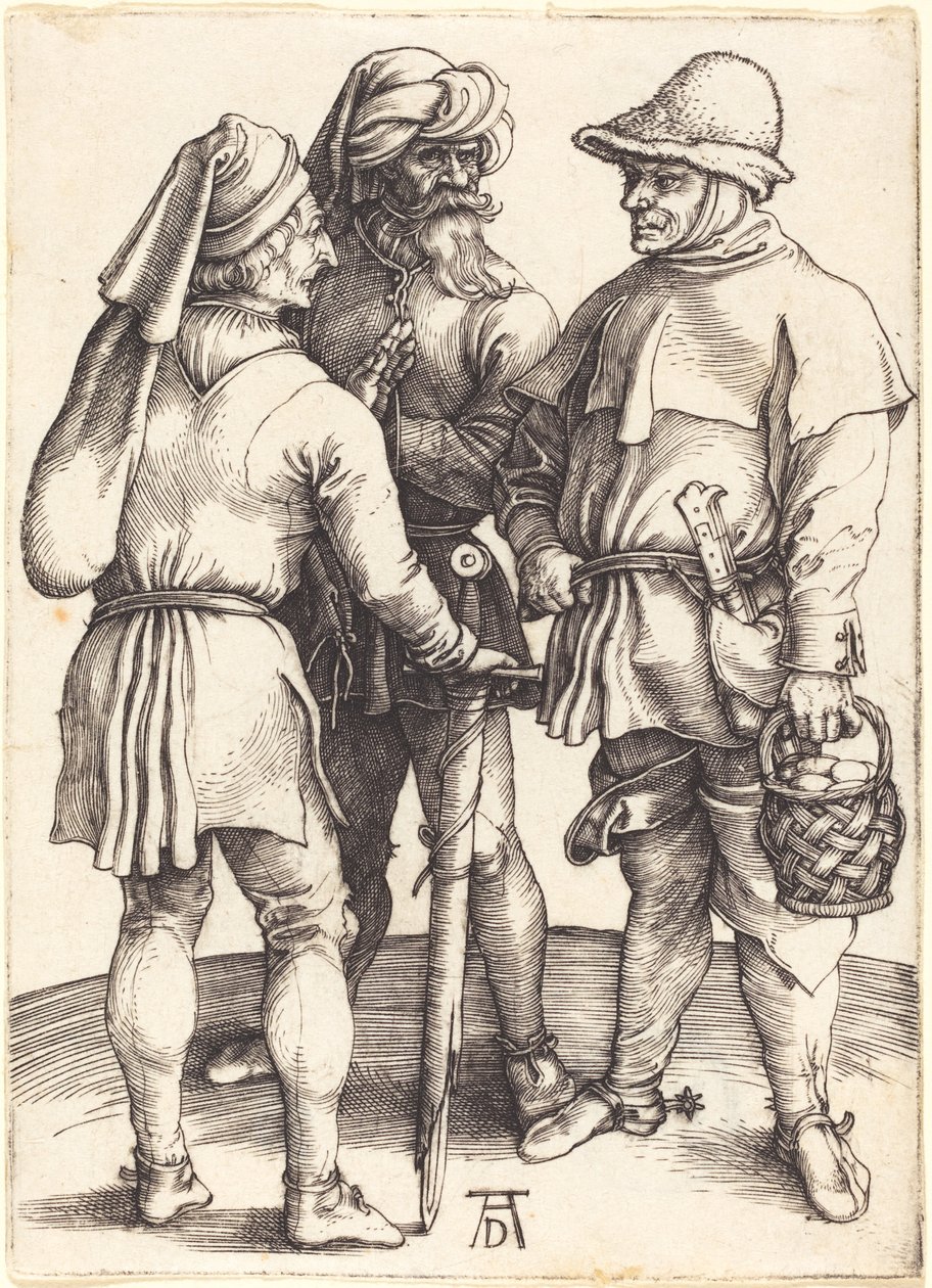 Három paraszt társalgásban alkotó: Albrecht Dürer