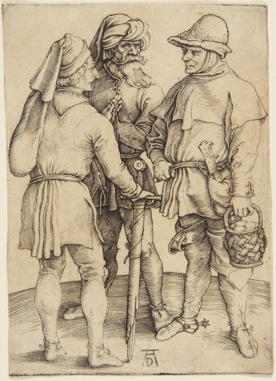 Három beszélgető paraszt alkotó: Albrecht Dürer