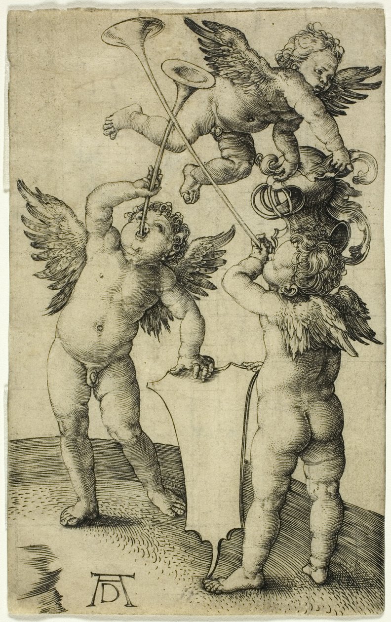 Három putti pajzzsal és sisakkal alkotó: Albrecht Dürer