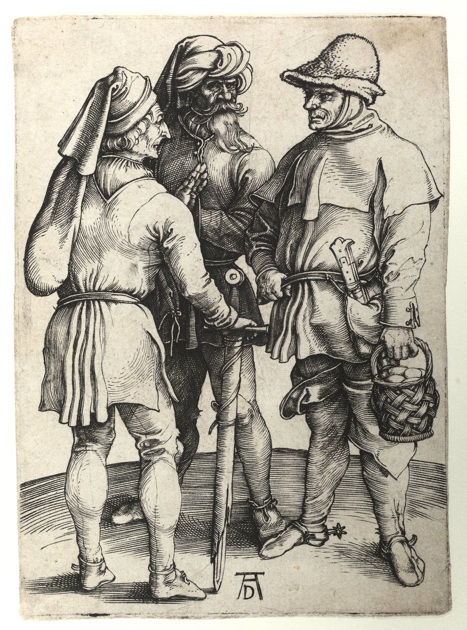 Három falusi beszélgető, 1497 körül alkotó: Albrecht Dürer