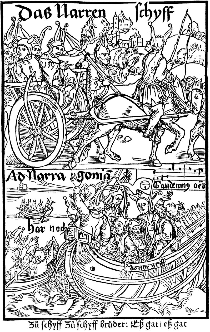 Sebastian Brant Bolondok Hajójának egyik kiadásának címlapja, 1494. alkotó: Albrecht Dürer
