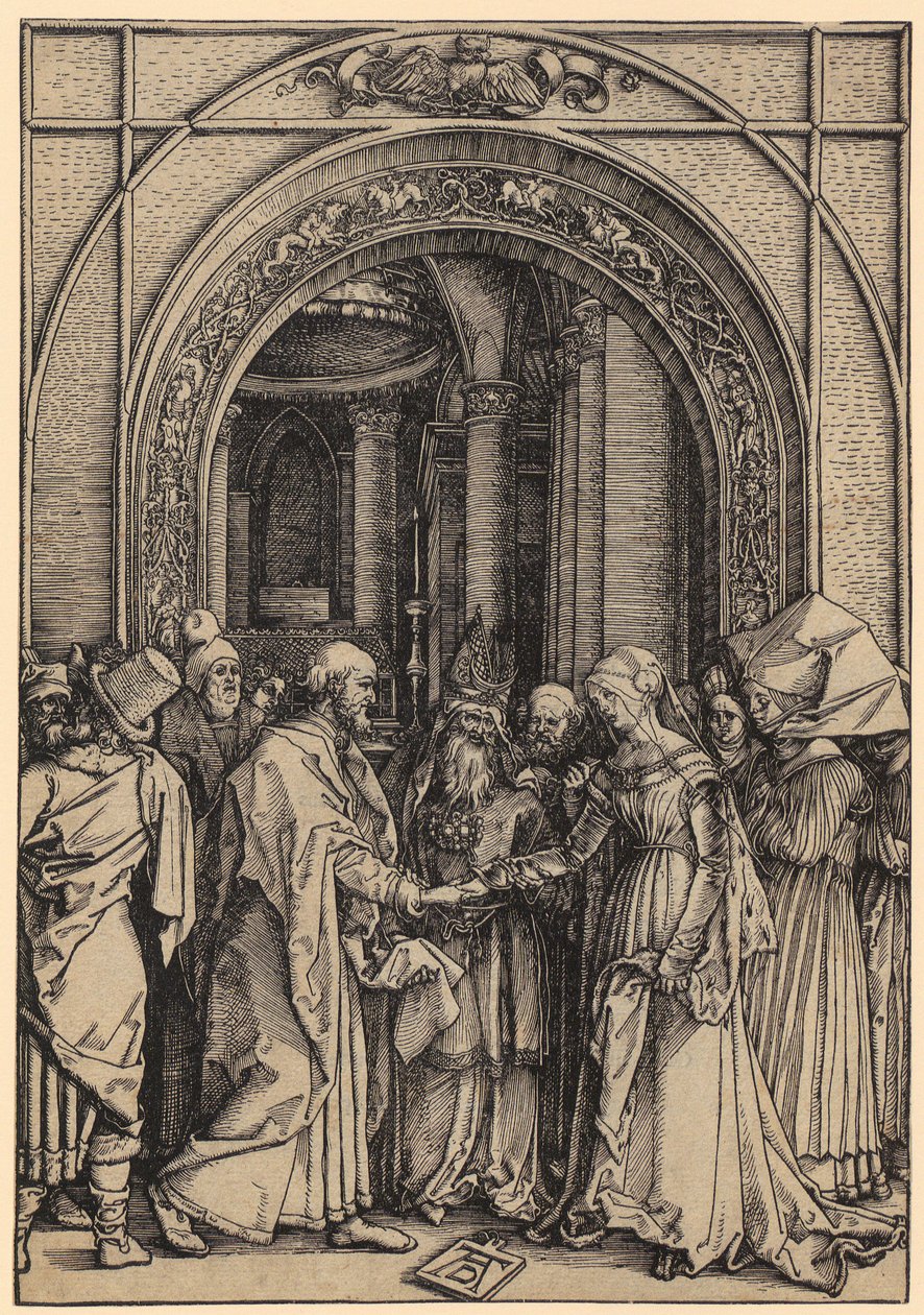 Mária eljegyzése, a „Mária élete” sorozat 7. lapja alkotó: Albrecht Dürer