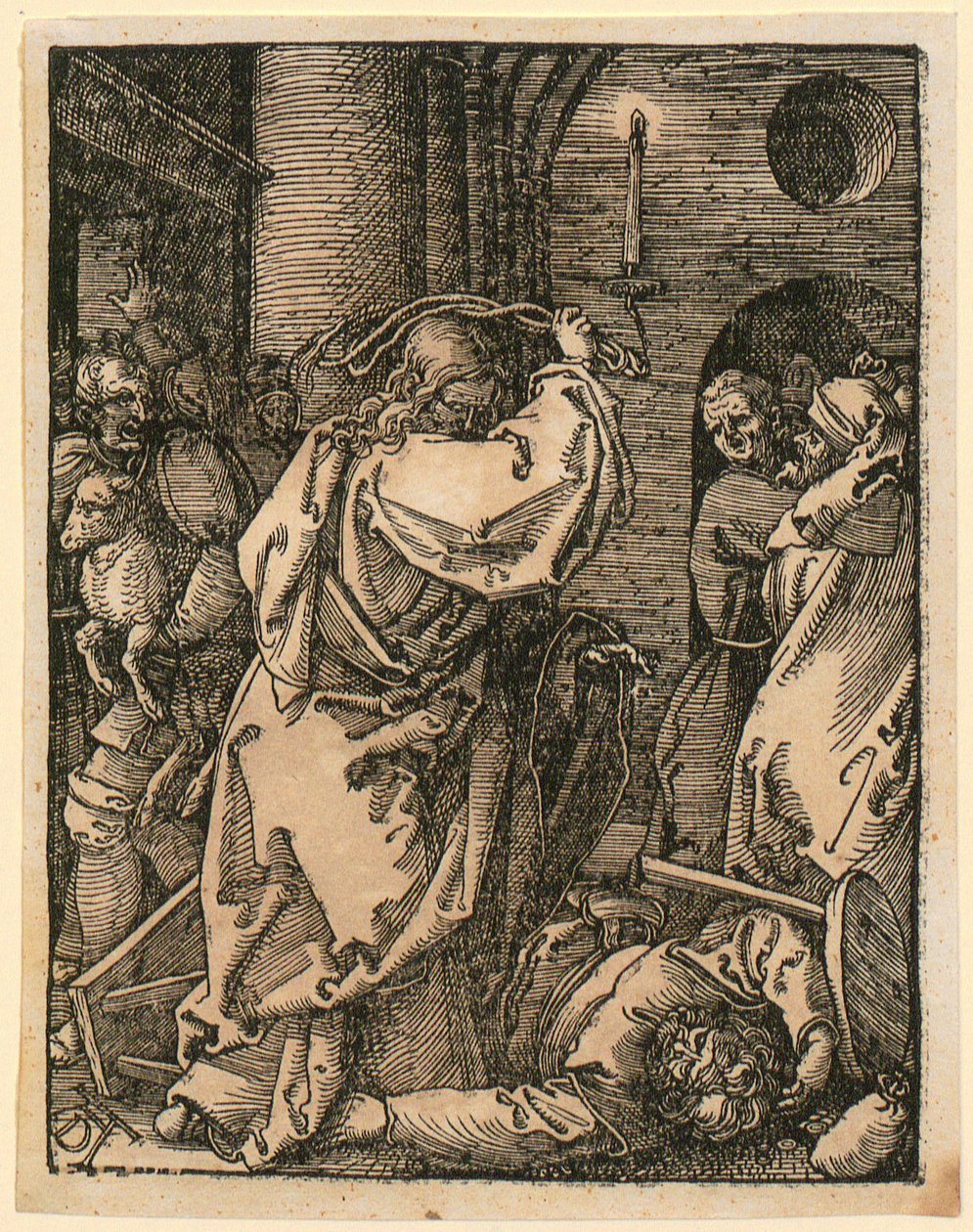 A kereskedők kiűzése, a „Kis fametszetes passió” sorozat 7. lapja alkotó: Albrecht Dürer