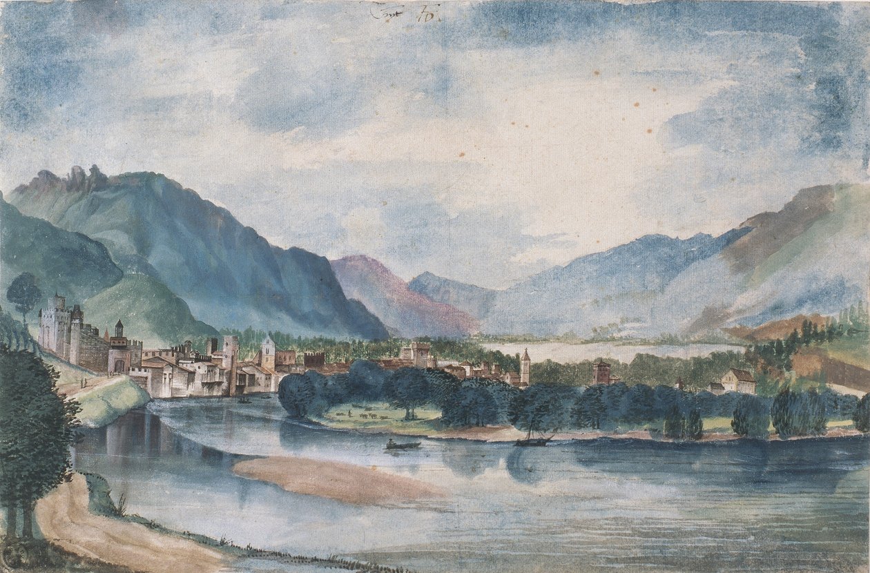 Trento látképe alkotó: Albrecht Dürer