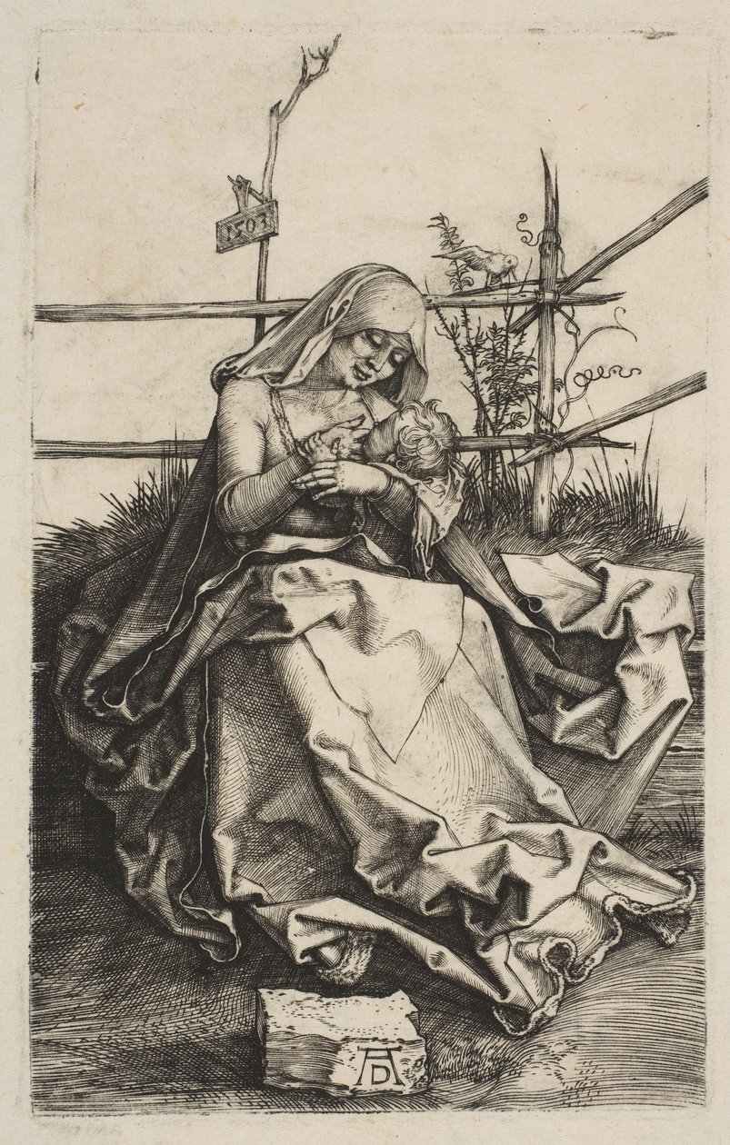 Szűz és gyermek egy füves padon, 1503. alkotó: Albrecht Dürer