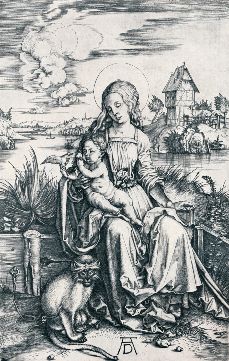 Szűz és gyermek majommal, 1506 1906 alkotó: Albrecht Dürer