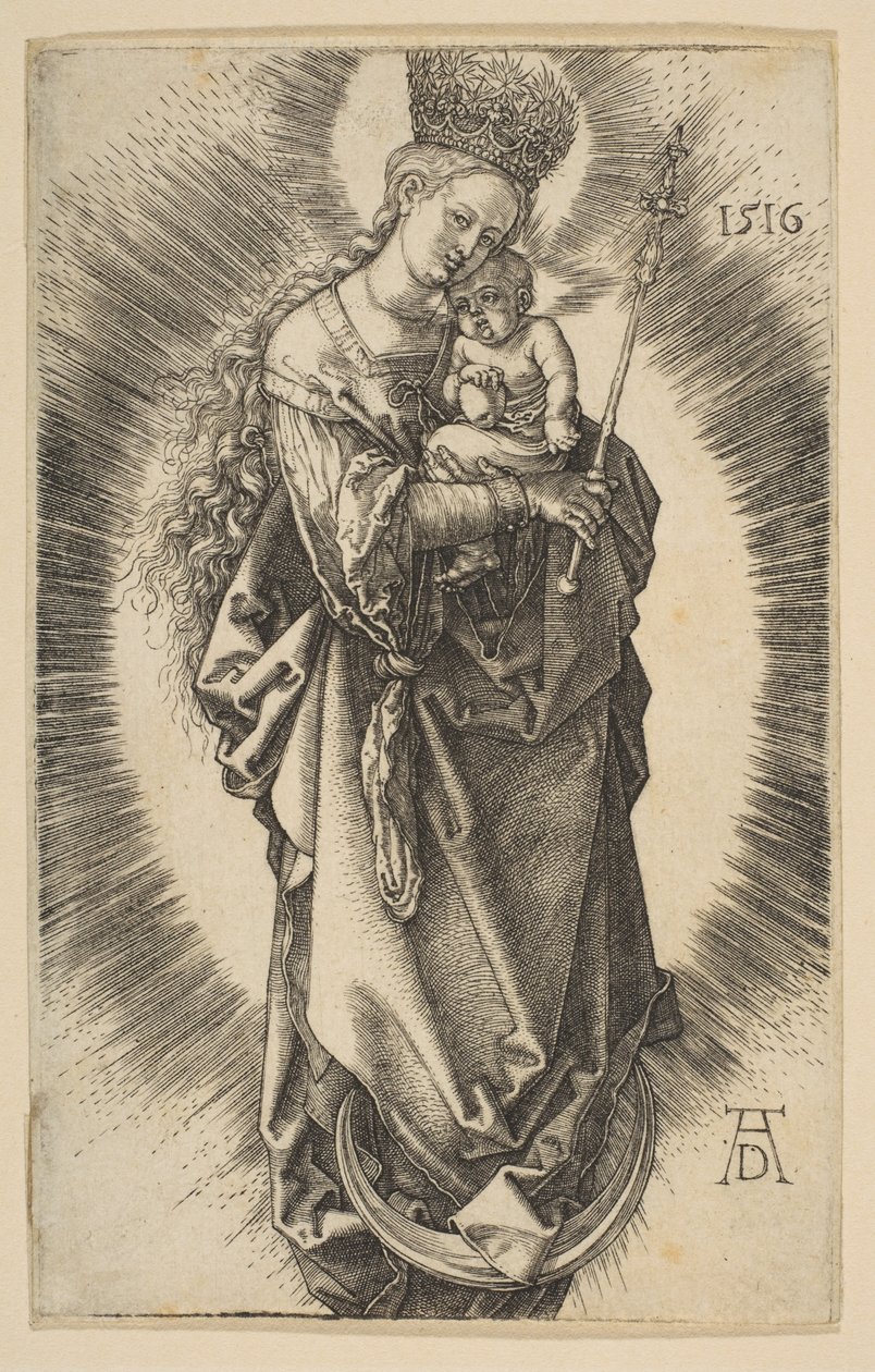 Szűz Mária holdsarlón jogarral és csillagkoronával alkotó: Albrecht Dürer