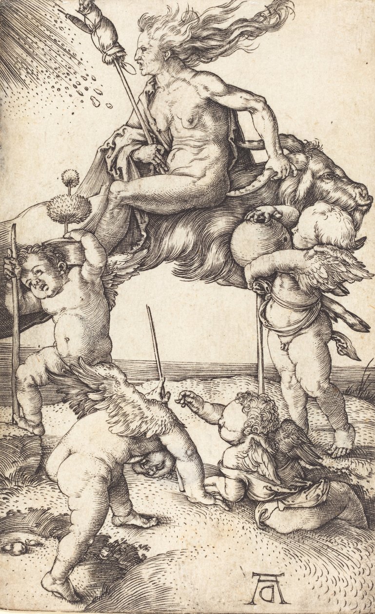 Boszorkány lovaglás kecskén, c. 15001501. alkotó: Albrecht Dürer
