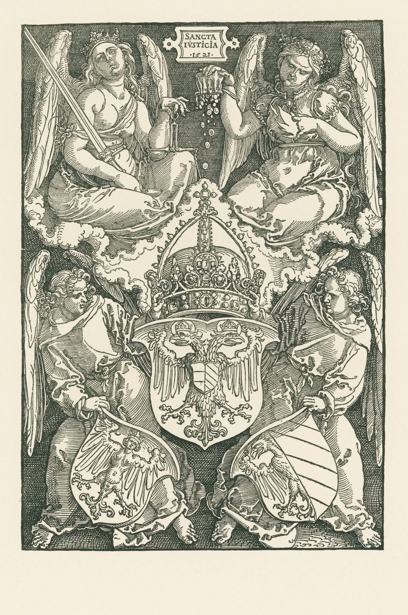 Allegória a birodalom és Nürnberg város címerével alkotó: Albrecht Dürer or Duerer