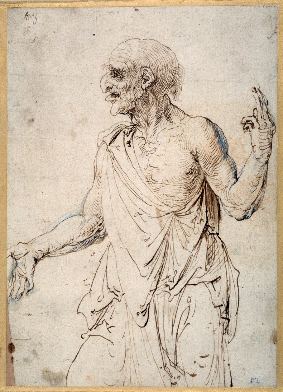 Egy öregember gesztikulál (toll és tinta papíron) alkotó: Albrecht Dürer