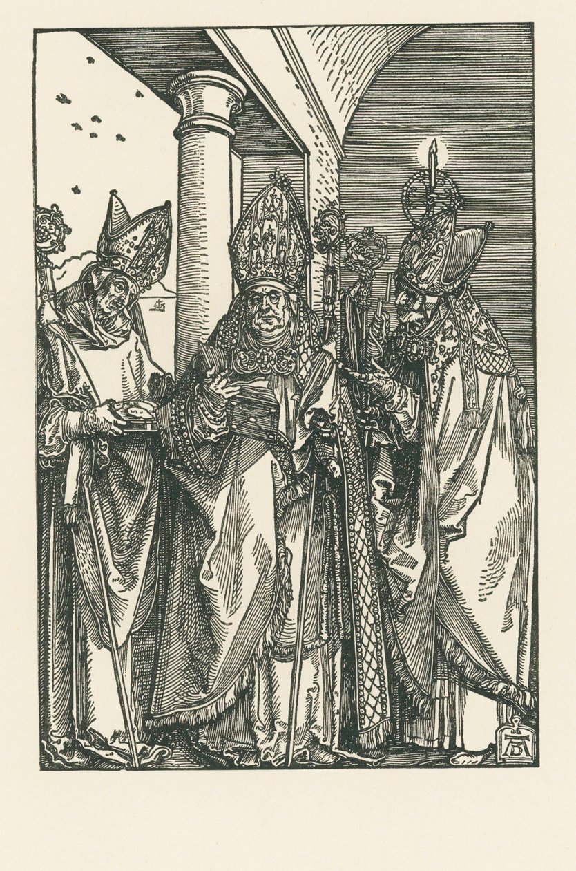 Szent Miklós püspök, Ulrich és Erasmus szentek, 1505 körül (fametszet) alkotó: Albrecht Dürer or Duerer