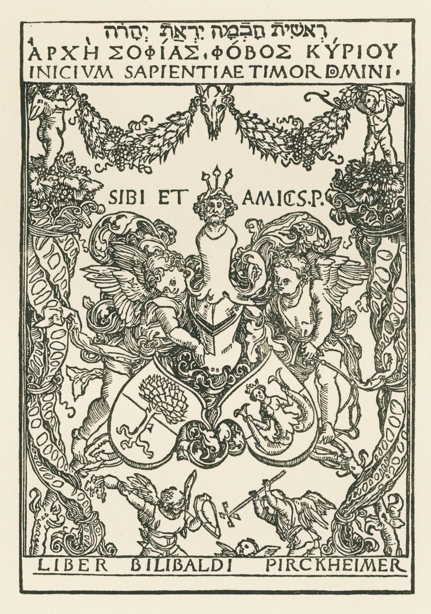 Willibald Pirckheimer könyvjelzője, 1502 körül (fametszet) alkotó: Albrecht Dürer or Duerer