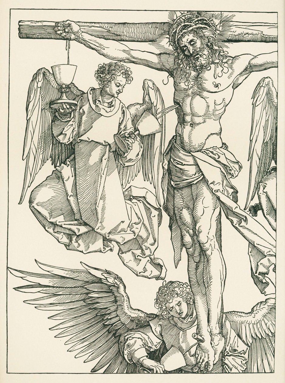 Krisztus a kereszten három angyallal, 1513-13 körül (fametszet) alkotó: Albrecht Dürer or Duerer