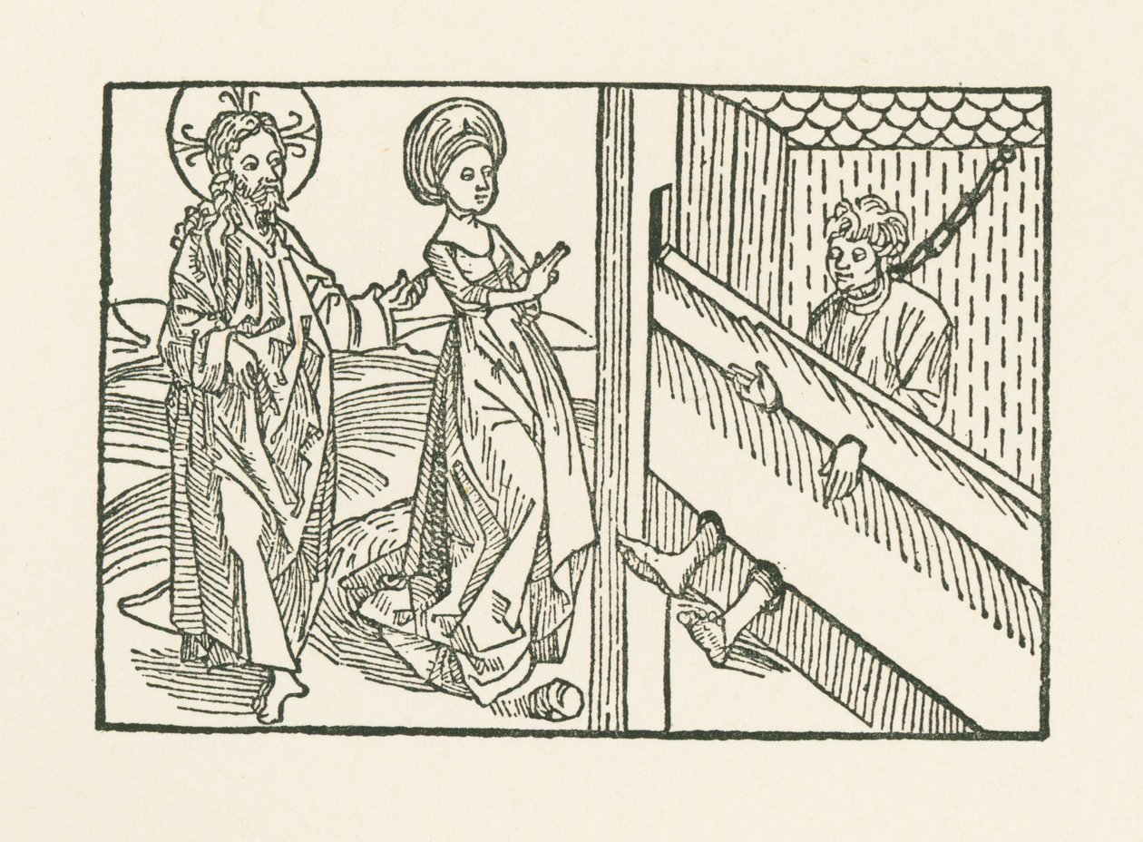Negyedik irgalmassági munka: Szánalom a túl szigorúan megbüntetett emberért. alkotó: Albrecht Dürer or Duerer