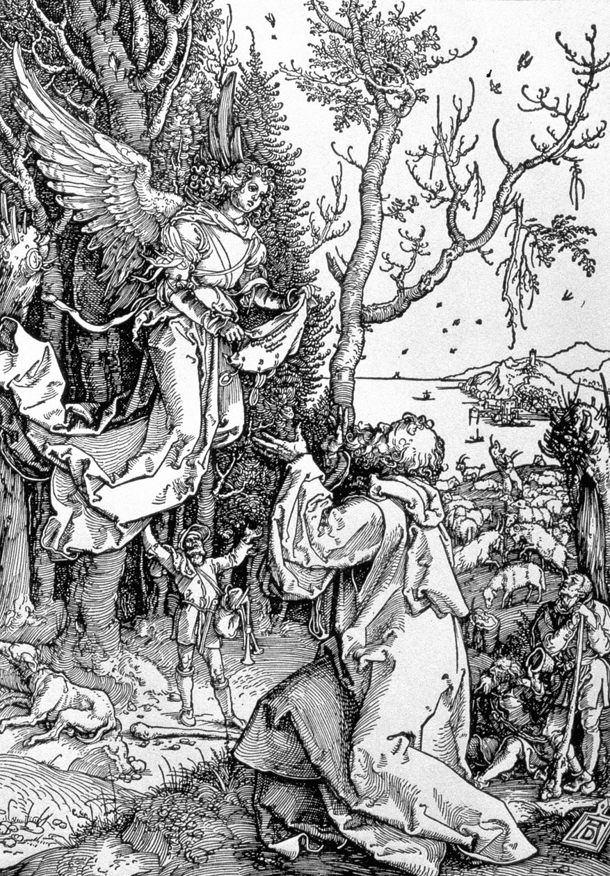 Joachim és az angyal a "Szűz élete" sorozatból, kocsma. 1511 (fametszet) alkotó: Albrecht Dürer