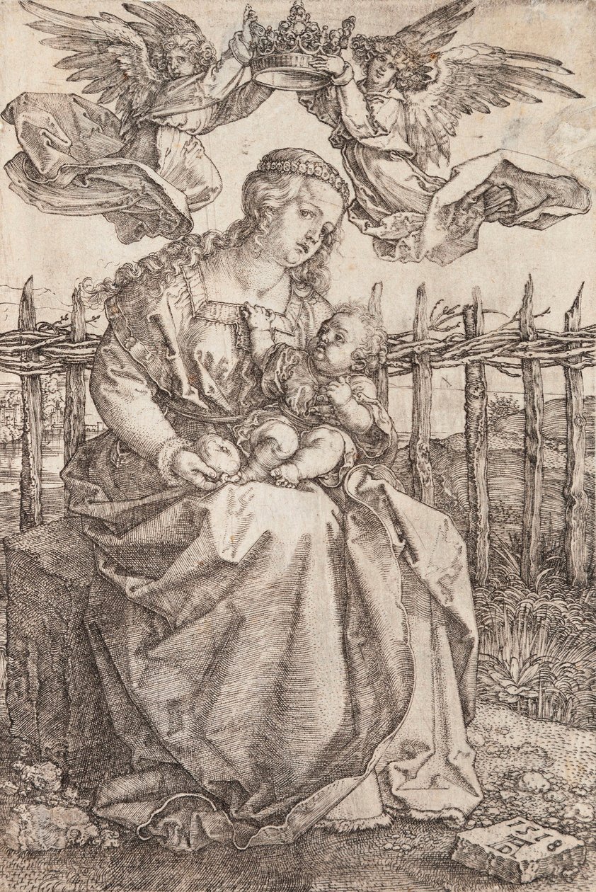 Szűz Mária, amelyet két angyal koronáz meg - Albrecht Durer (1471-1528) rézmetsze alkotó: Albrecht Dürer