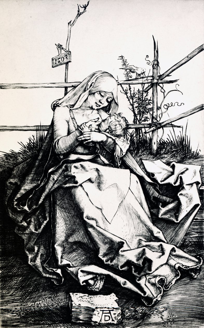 Madonna és gyermek a kerítésben (metszet rézre) alkotó: Albrecht Dürer