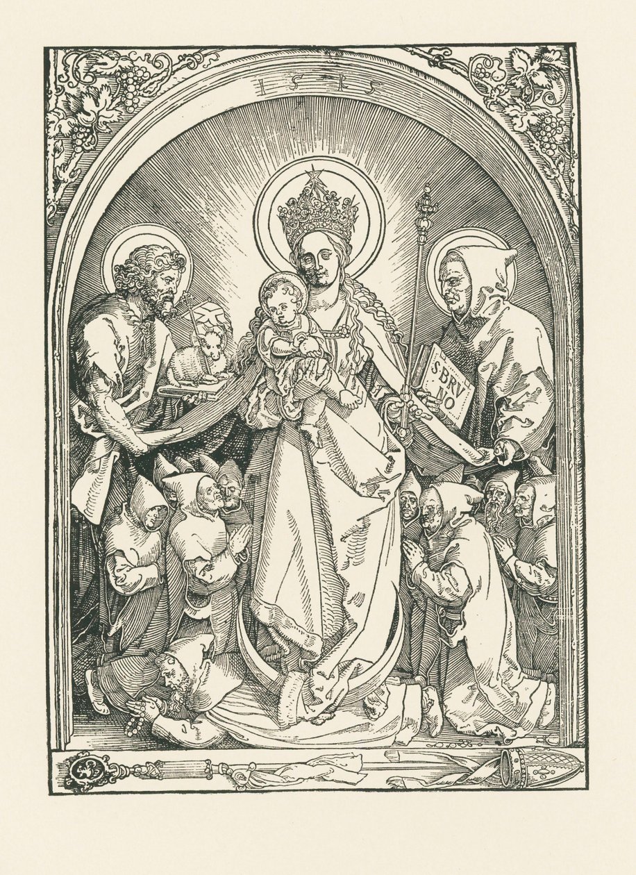 Madonna karthauzi szerzetesekkel, Keresztelő Szent János és Brúnó szentekkel alkotó: Albrecht Dürer or Duerer
