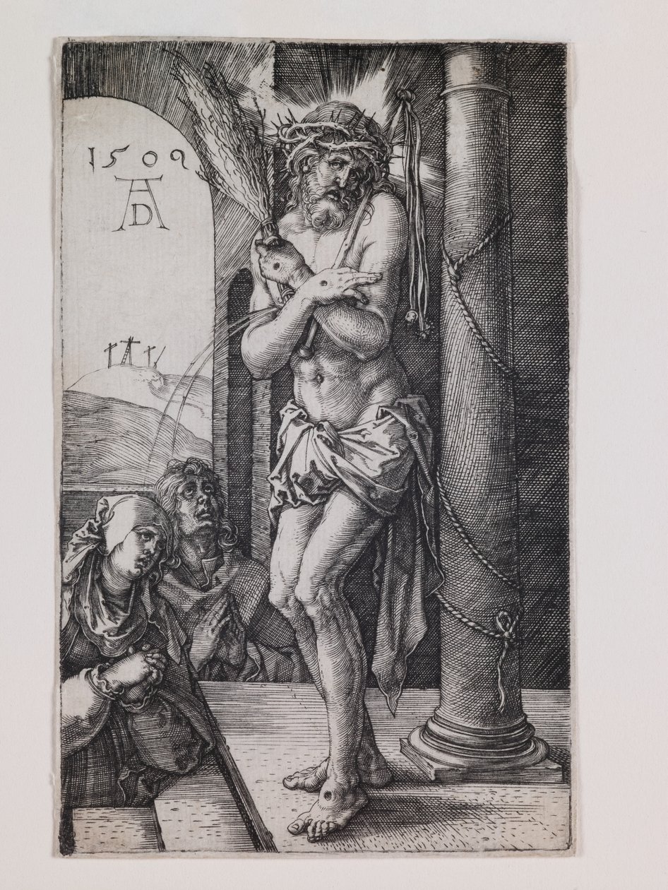 Fájdalmas ember az Oszlopnál, a "Kis szenvedély" sorozatból alkotó: Albrecht Dürer or Duerer