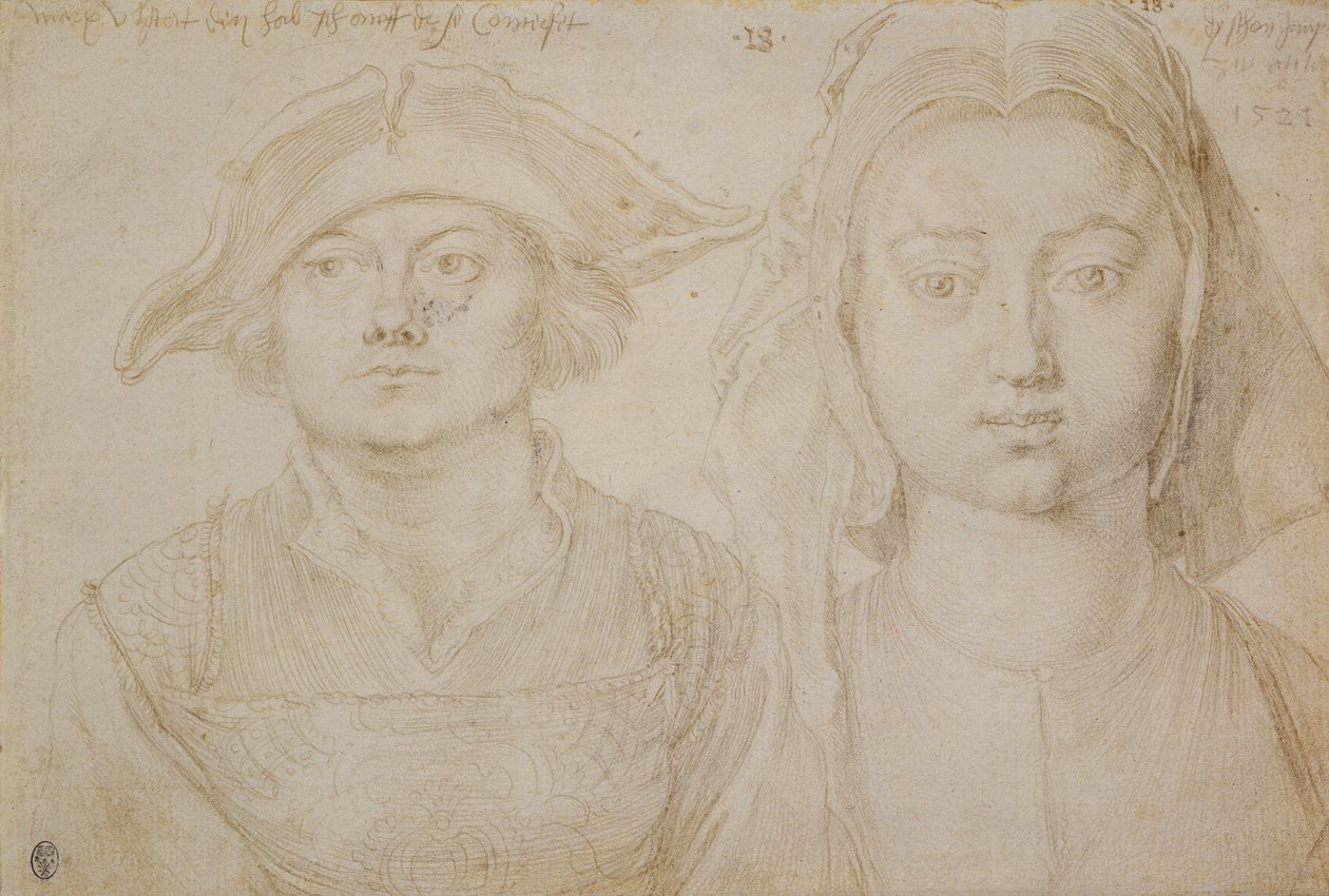 Marx Ulstat; Antwerpen gyönyörű fiatal nő, 1520-21 körül (ezüstpont, elefántcsont színű fektetett papírra alapozva) alkotó: Albrecht Dürer or Duerer