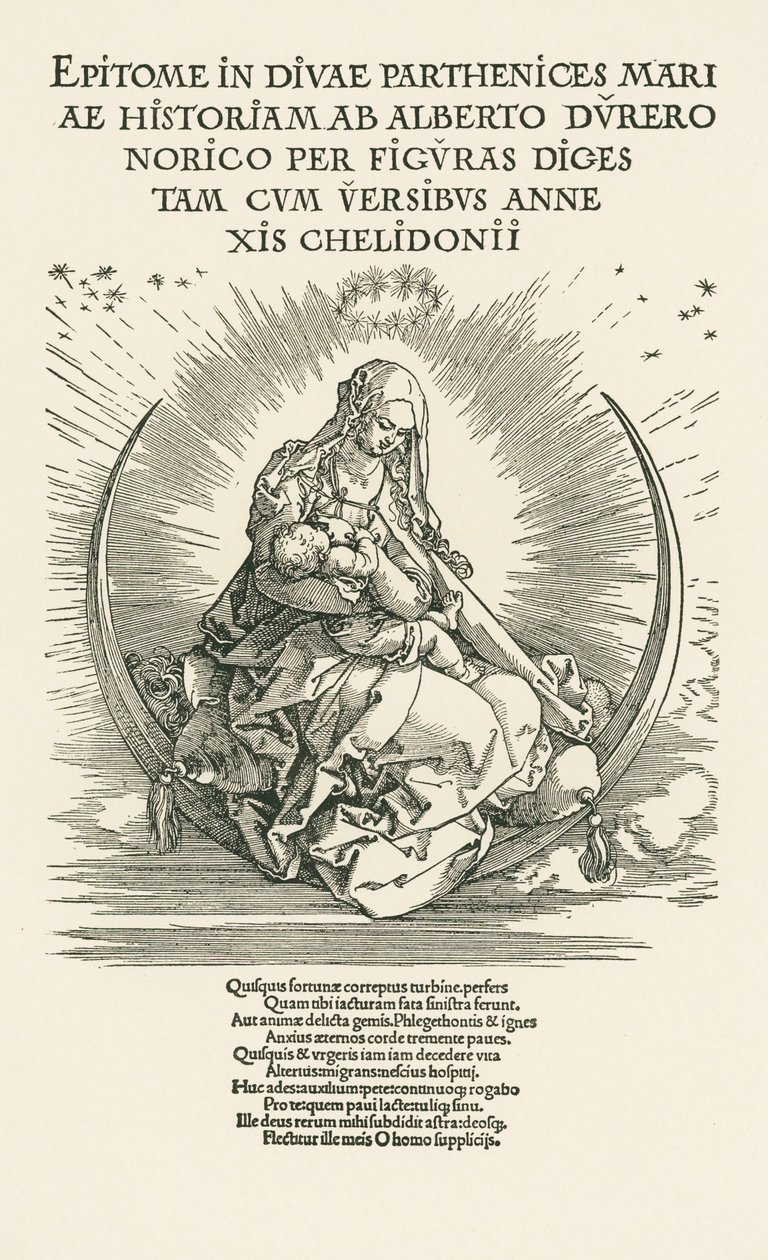 Szűz Mária a gyermekével a dicsőségben, 1511 körül (fametszet) alkotó: Albrecht Dürer or Duerer