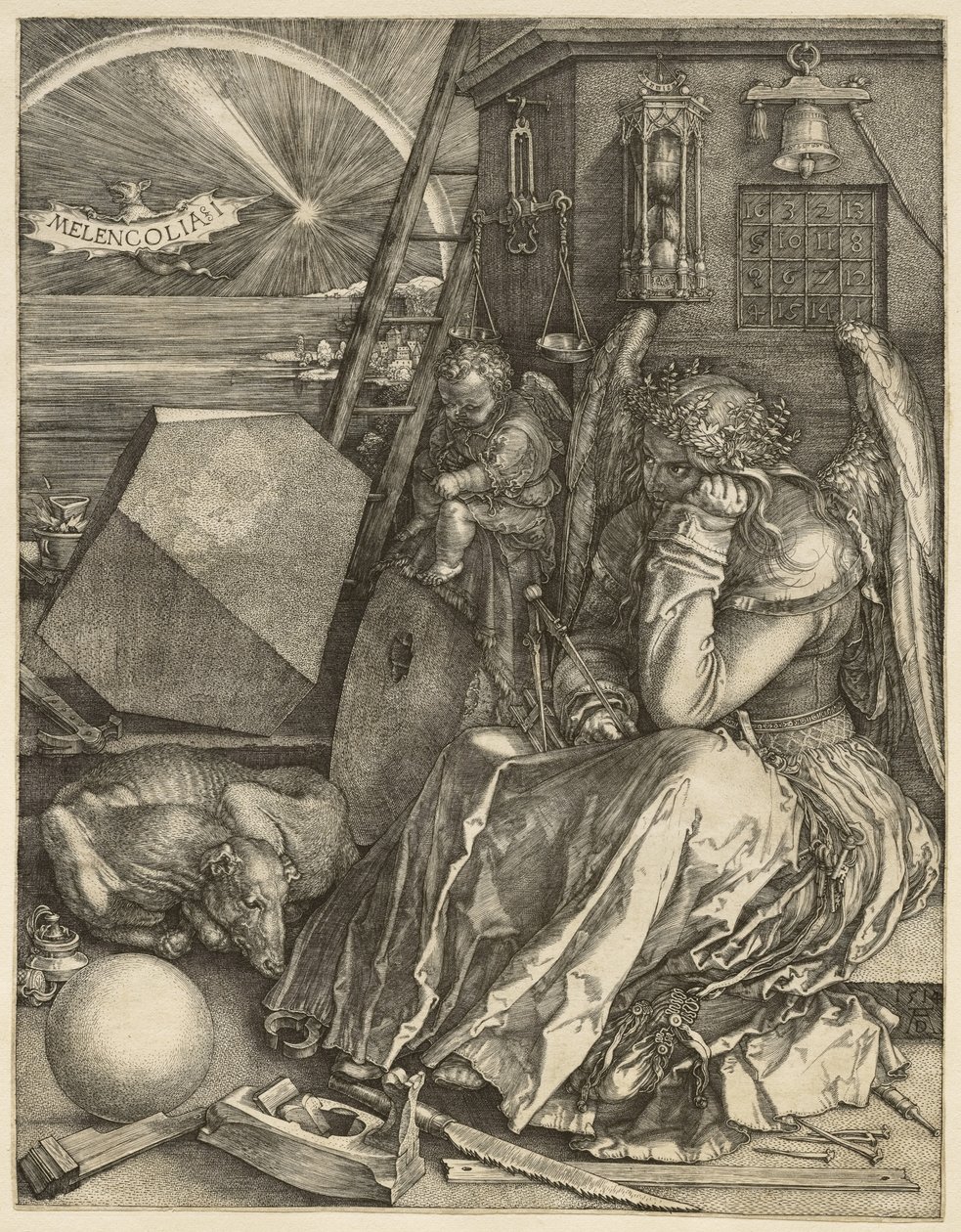 Melenkólia I, 1514 alkotó: Albrecht Dürer