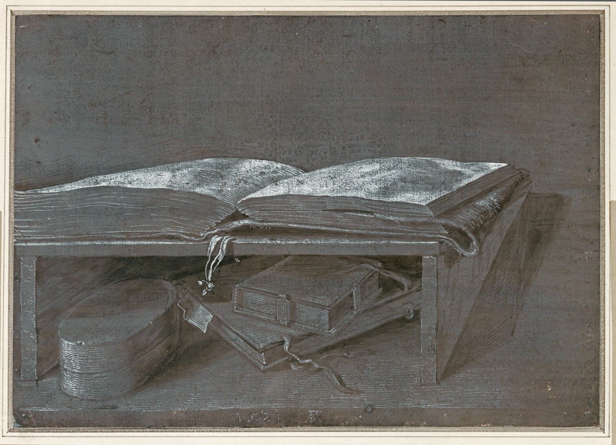 Nyitott könyv (ecsetrajz barna papírra) alkotó: Albrecht Dürer or Duerer