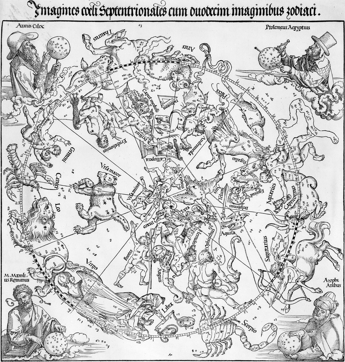 Az északi és a déli égi félteke térképpárja alkotó: Albrecht Dürer or Duerer