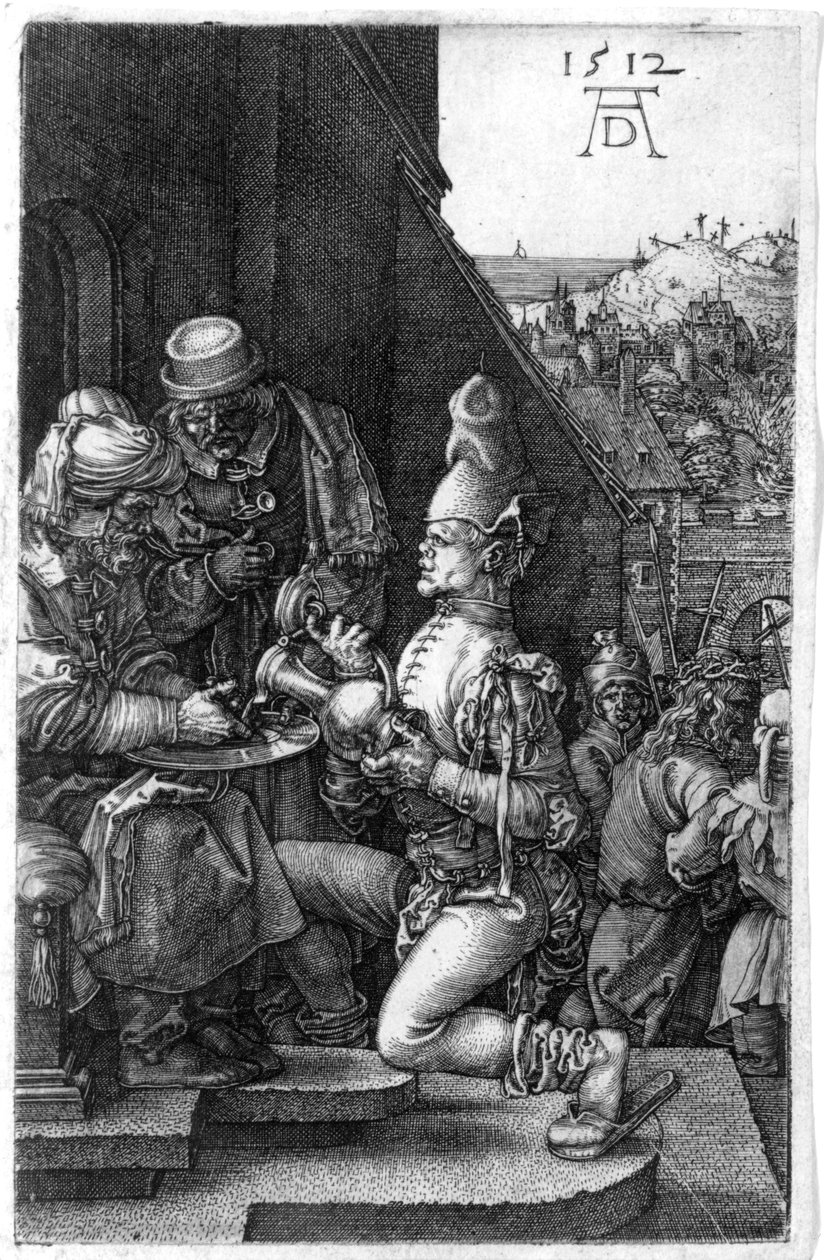 Pilátus kezet mos, A vésett szenvedélyből, 1512 alkotó: Albrecht Dürer