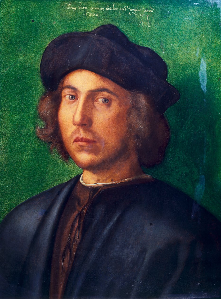 Albrecht Durer (1471-1528) fiatalember portréja, olajtábla, 47x35 cm alkotó: Albrecht Dürer