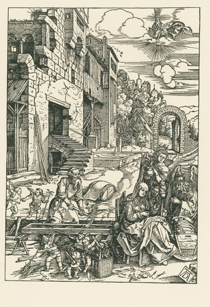 Pihenés az egyiptomi menekülésen, 1502 körül (fametszet) alkotó: Albrecht Dürer or Duerer