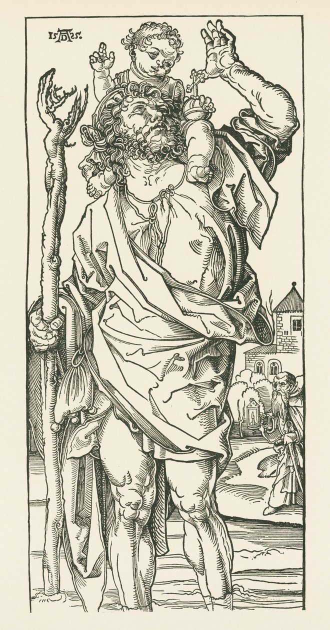 Szent Kristóf. Nürnberg, 1500-05 körül (fametszet) alkotó: Albrecht Dürer or Duerer
