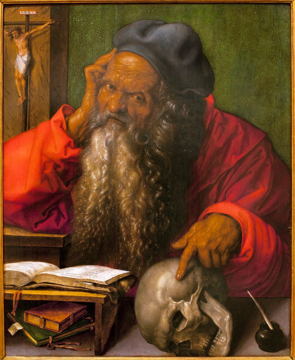 Szent Jeromos - Albrecht Durer (1471-1528) festménye, olaj, fa alkotó: Albrecht Dürer