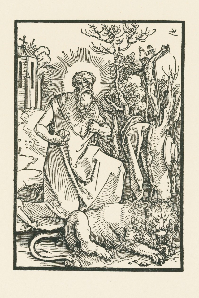 Szent Jeromos. Illusztráció Lukas von Pragnak: Apologia. Nyomtatta Hieronymus Höltzel, Nürnberg. alkotó: Albrecht Dürer or Duerer