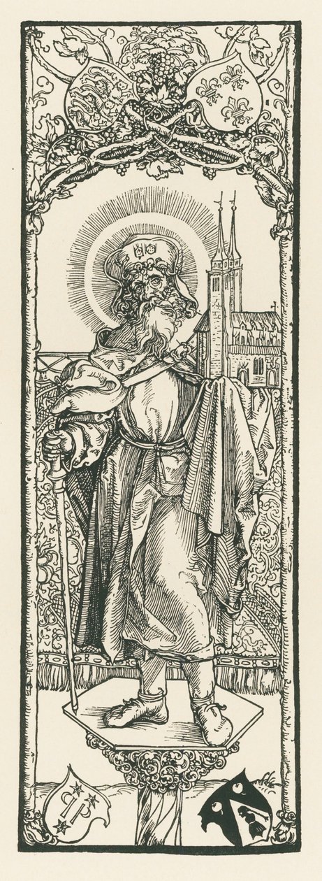 Szent Sebald az oszlopon, 1501 körül (fametszet) alkotó: Albrecht Dürer or Duerer