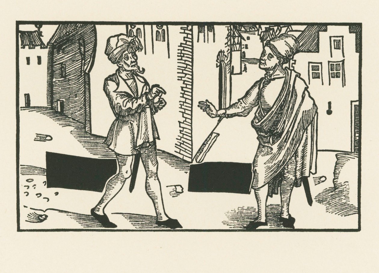 Sannio és Syrus, 1492-93 körül (fametszet) alkotó: Albrecht Dürer or Duerer