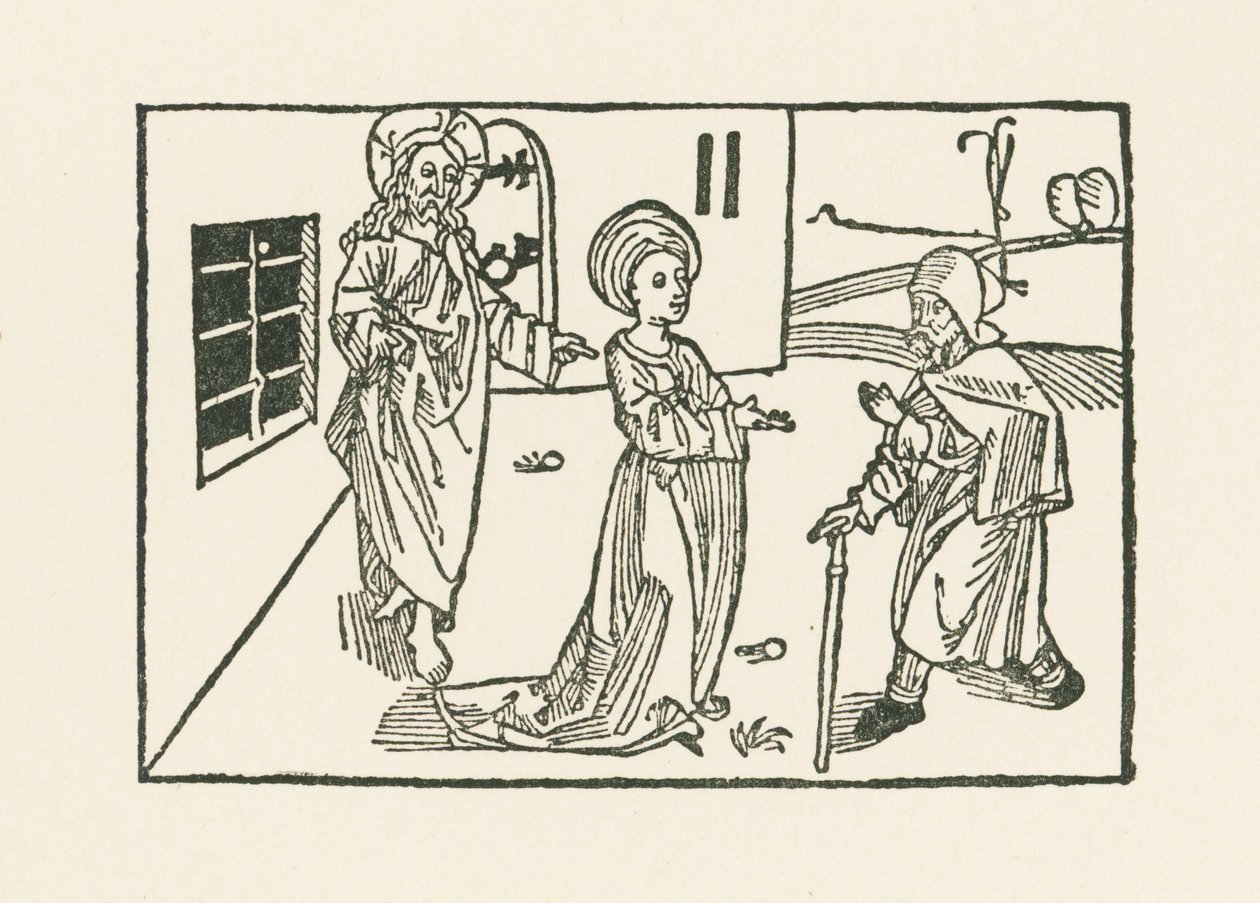 Az irgalmasság második műve: a zarándok fogadása a házában. alkotó: Albrecht Dürer or Duerer